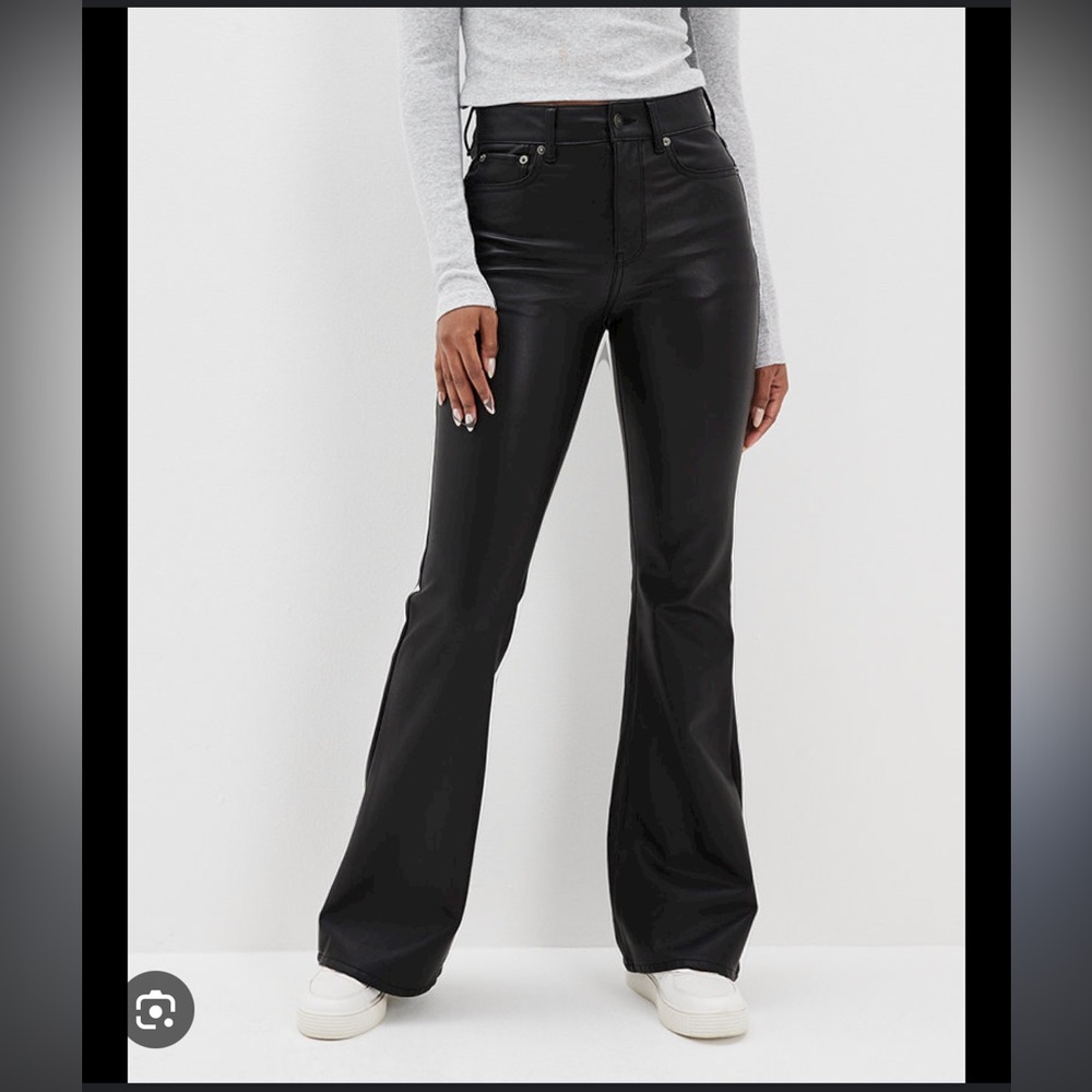 American Eagle Outfitters Black Faux Leather Boot Cut Pants